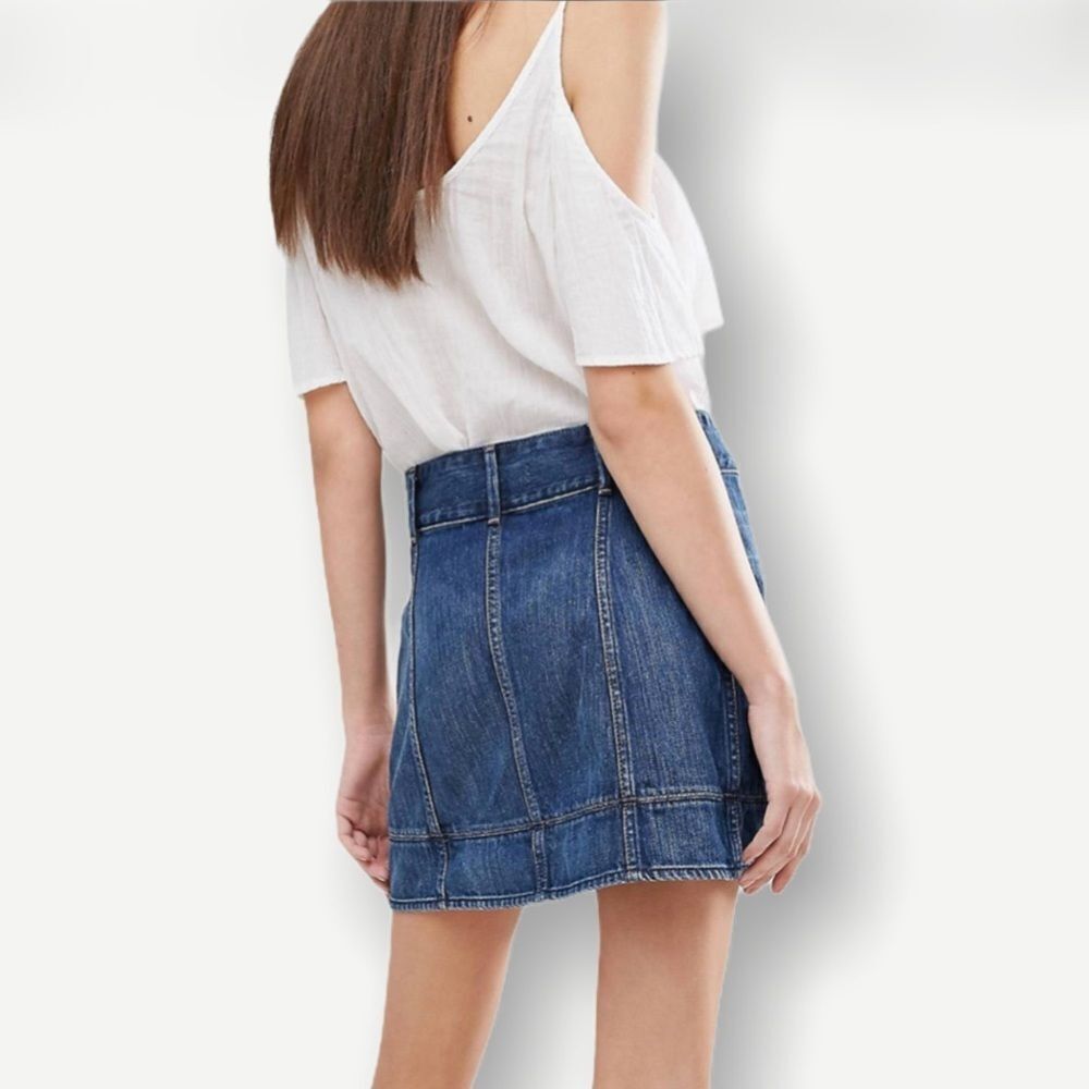 Abercrombie & Fitch Lace Up Denim Mini Skirt